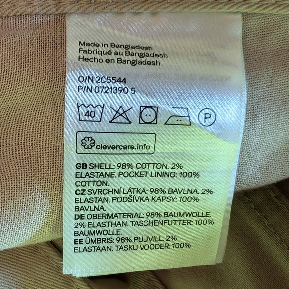 H&M Pants Slim Fit Tan Cotton/Elastane Pants Size 32 - Picture 10 of 14